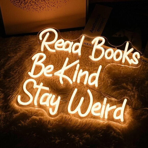 New Read Books Be Kind Stay Weird Neon Sign, Dimmable LED Light for Bar - Picture 2 of 4